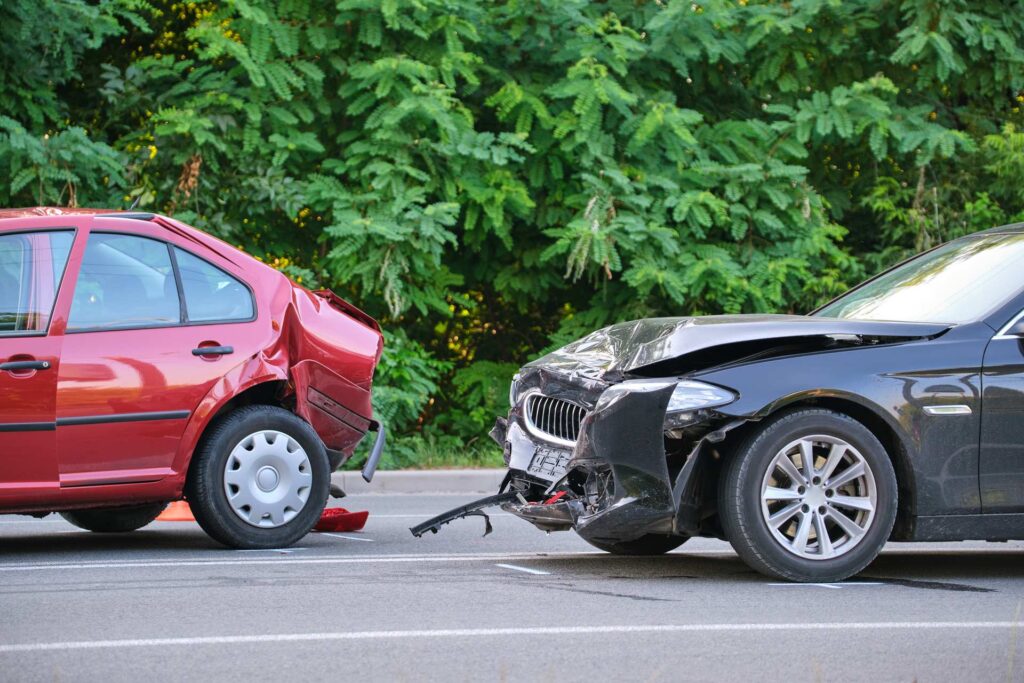 Two cars in rear ended car accident