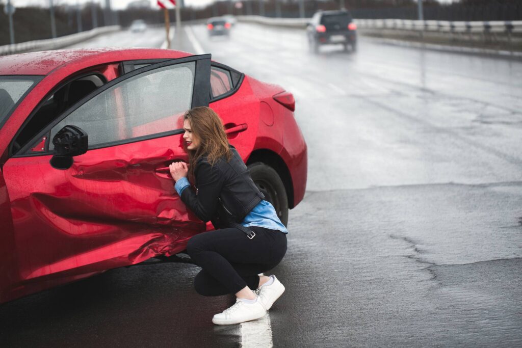 Woman in hit and run car accident