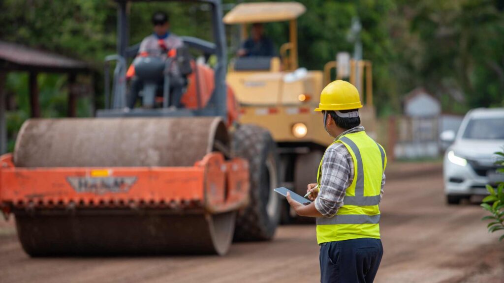 Construction workers on street