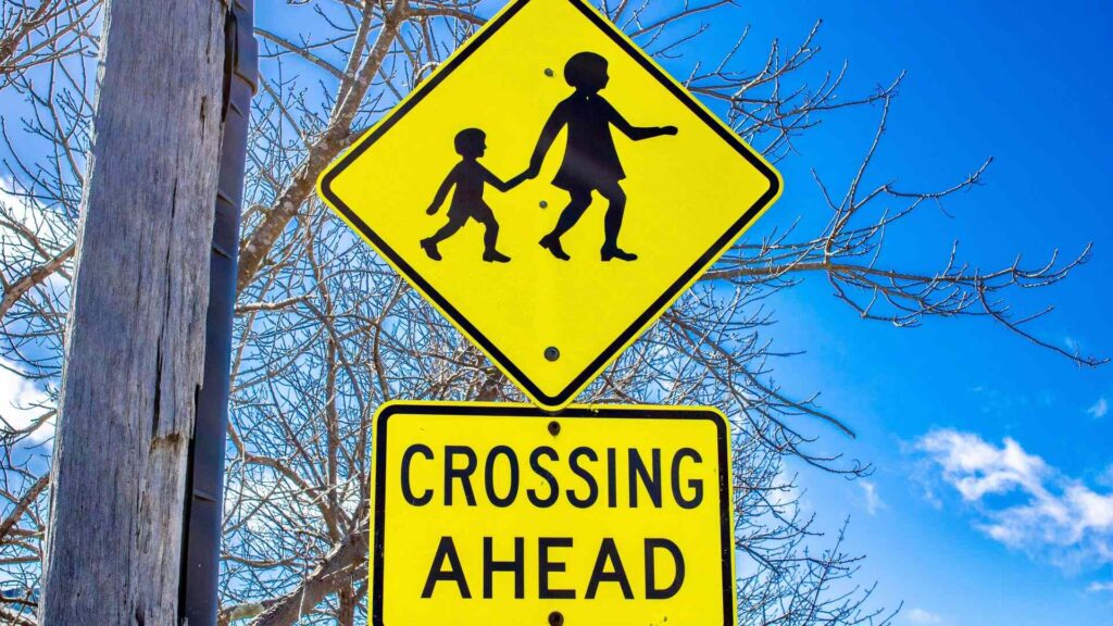 School zone crossing sign