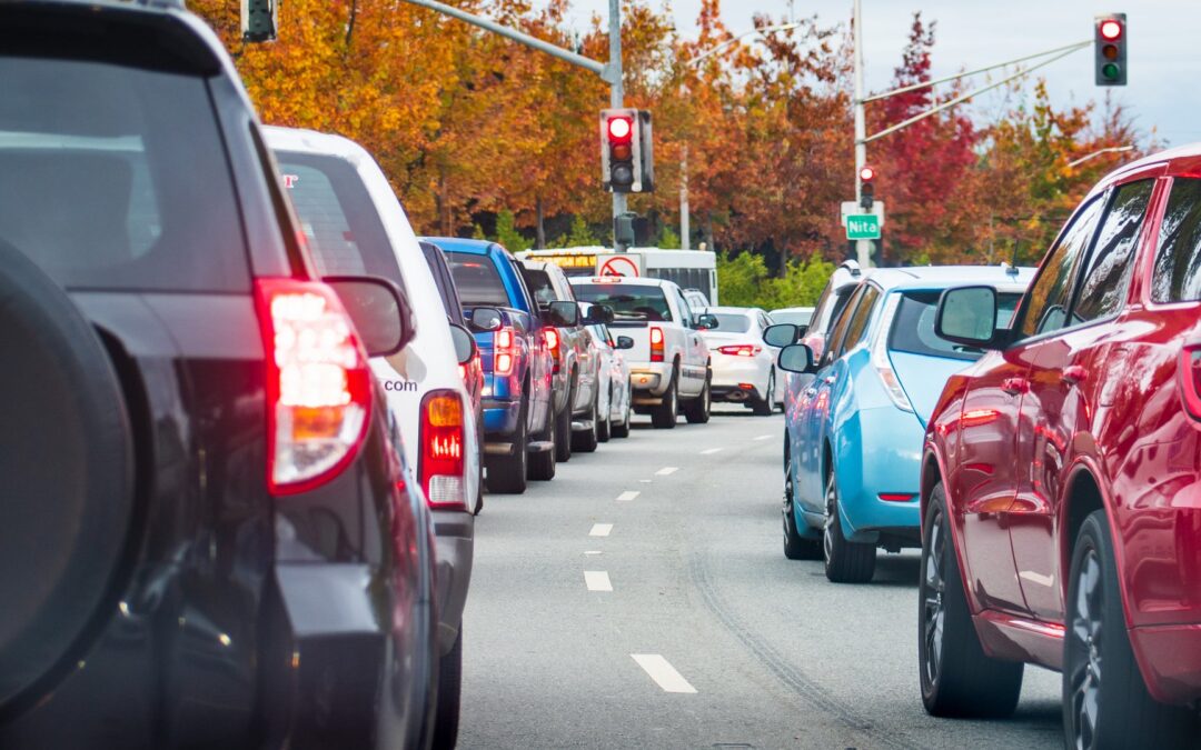 Cars tailgating in heavy traffic