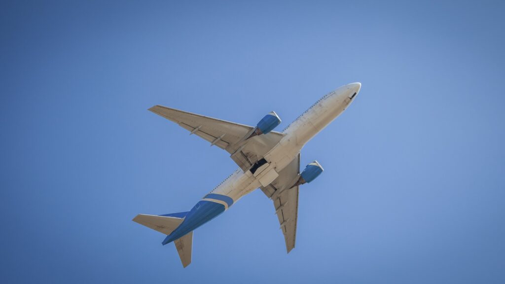 Airplane flying in sky from Hartsfield Jackson Airport