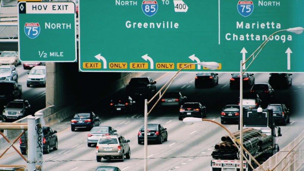 Interstate 285 Georgia rush hour merge traffic