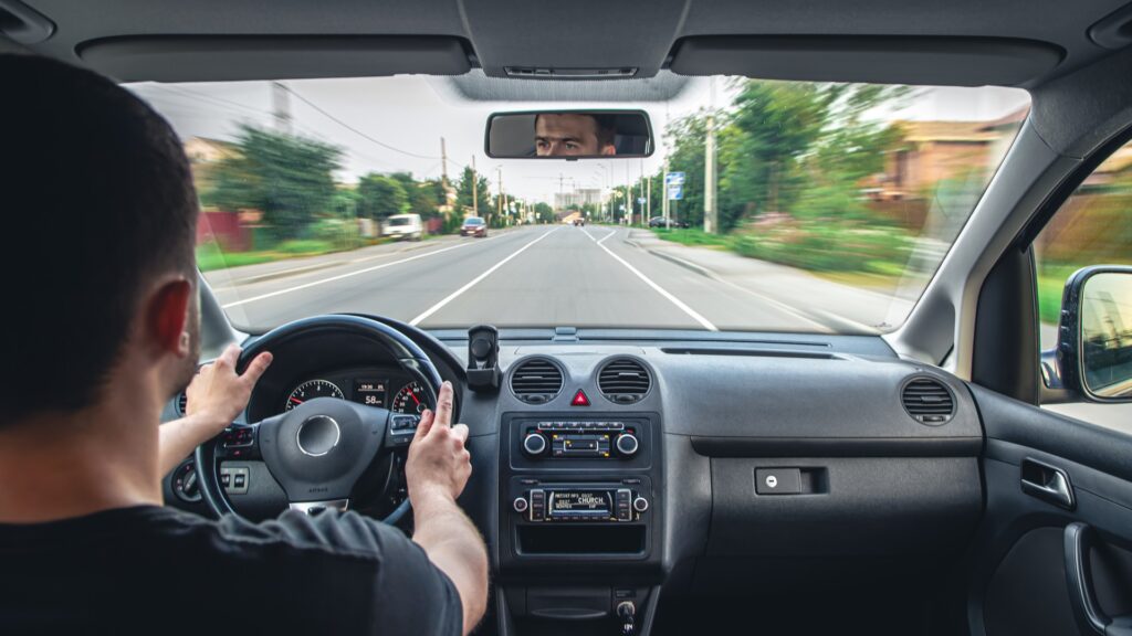 Person driving safely on road