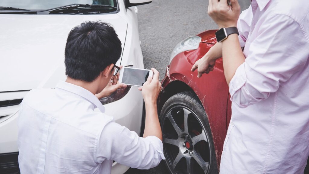 taking photo of car accident on site